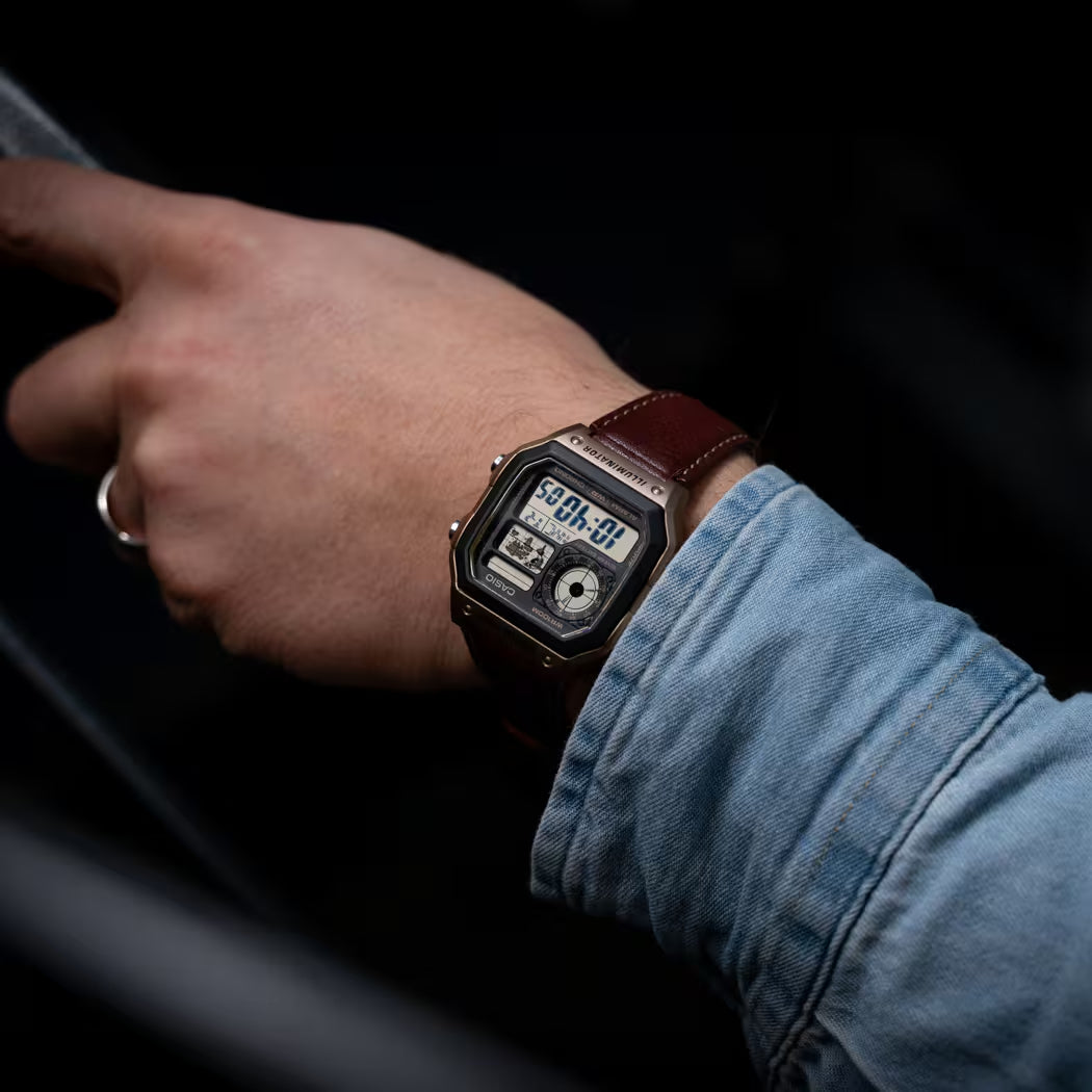 Orologio Uomo Casio Dorato Quarzo Digitale World Time AE-1200WHL-5AVEF