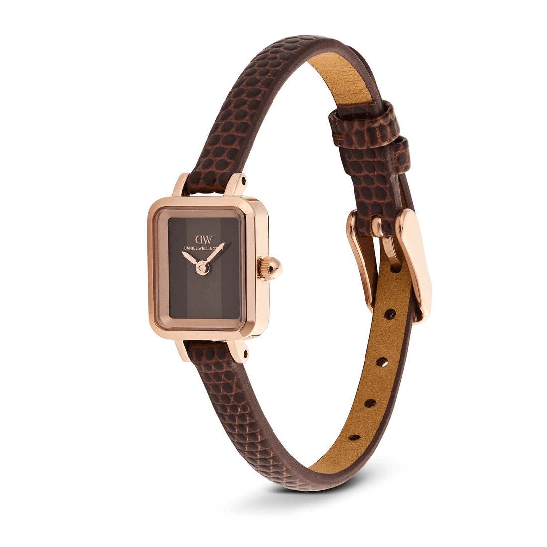 Orologio Donna Daniel Wellington Quadro Mini Pelle Marrone Lizard Padstow DW00100959