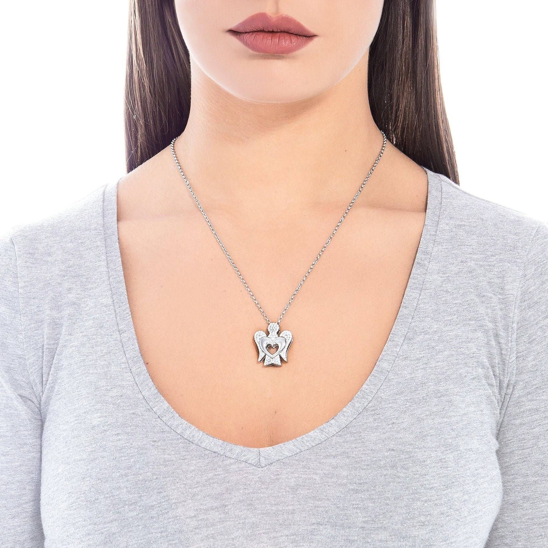 Collana Donna Argento 925 Roberto Giannotti Angelo Grande Cuore Zirconi GIA319B
