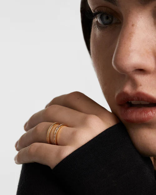 Anello Donna PDPaola Argento Dorato 925 Fascia Aperta Zirconi AN01-A11-12