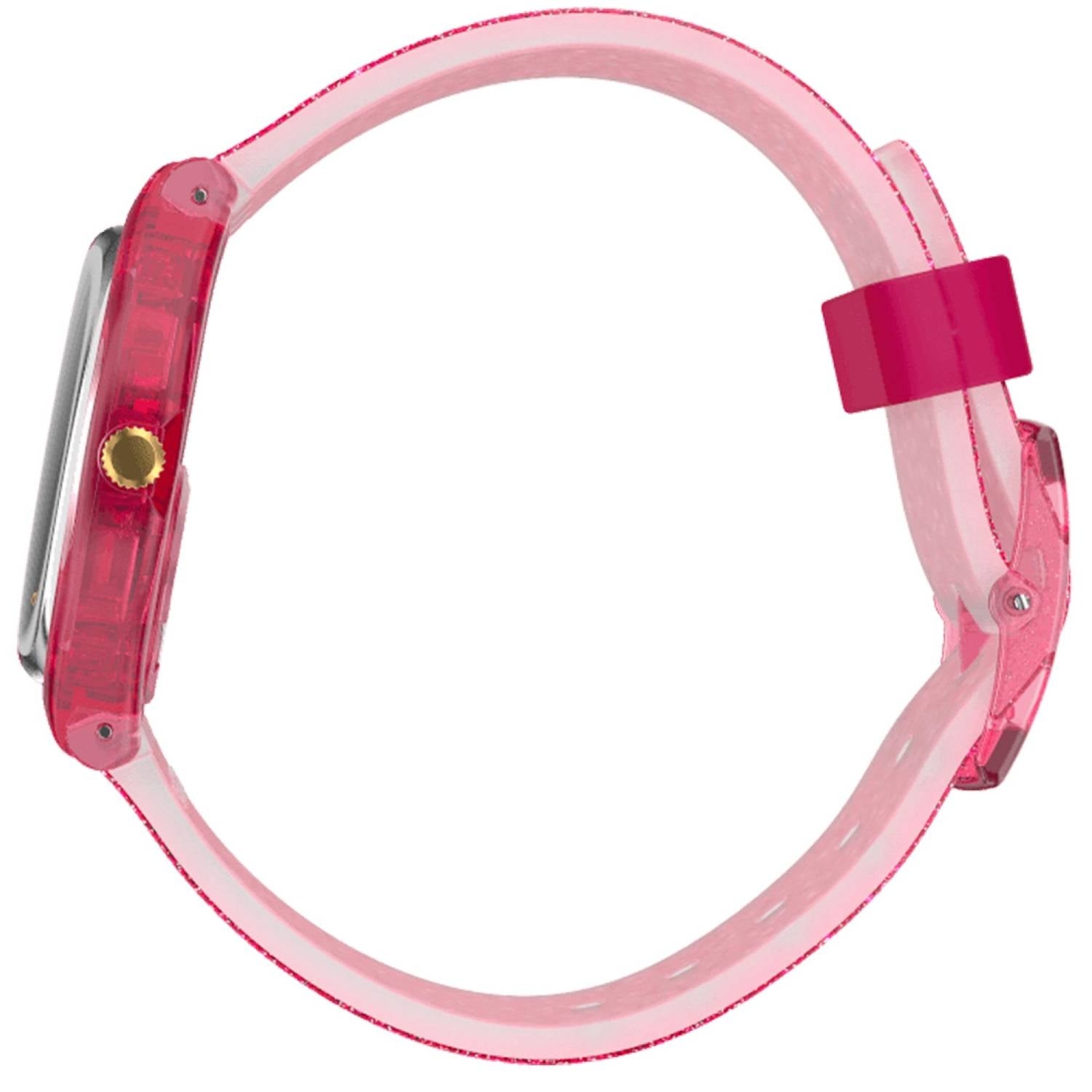 Orologio Donna Gomma Resina Swatch Quarz Solo Tempo Rosa Glitterato Zircon GP169