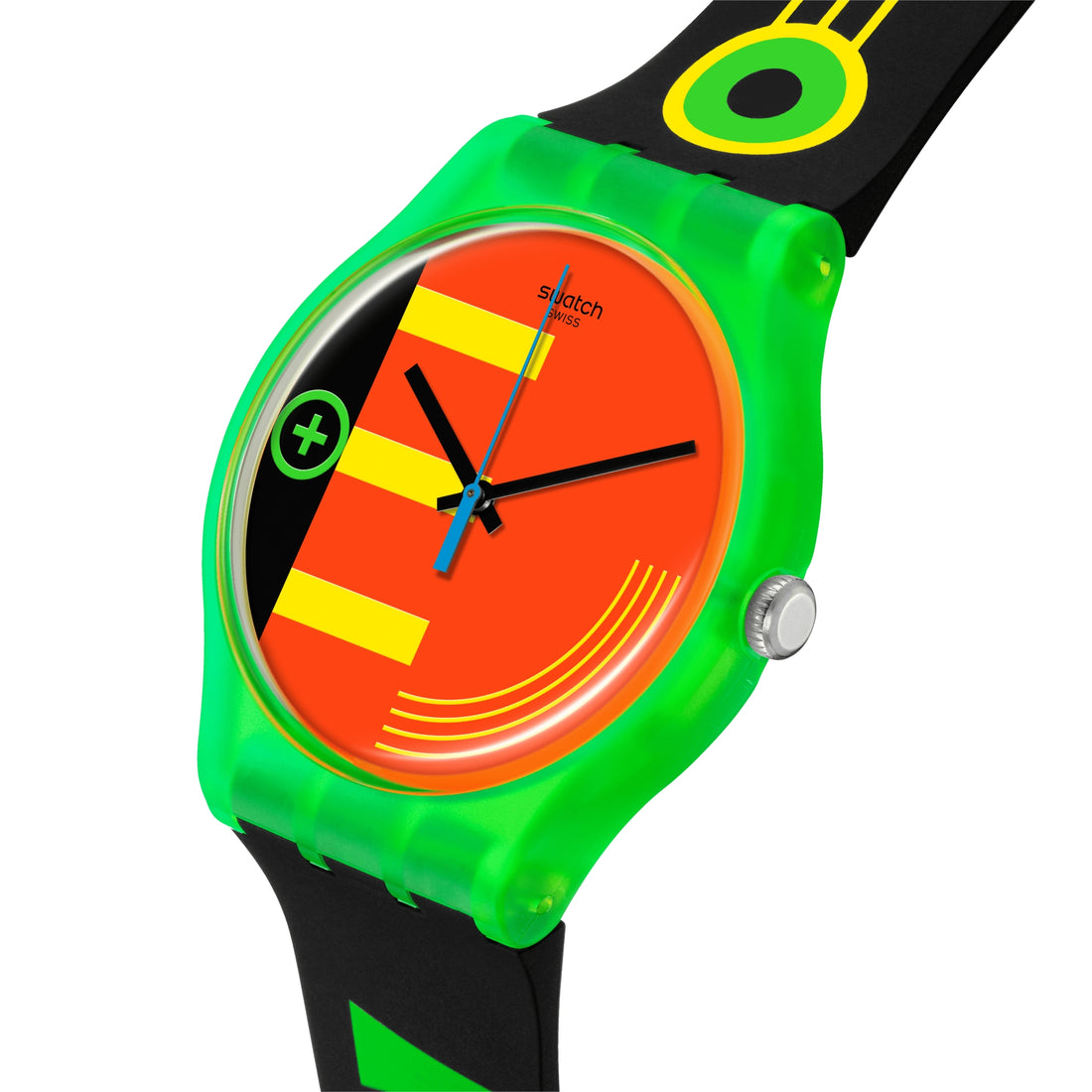 Orologio Unisex Swatch Neon Rider 1989 Nero Giallo SO29G106