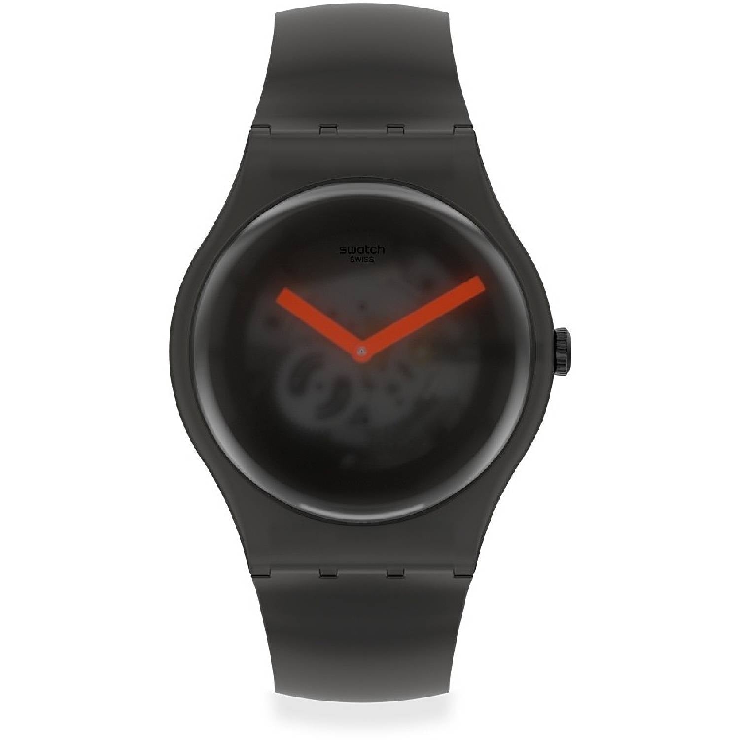 Orologio Uomo Silicone Gomma Swatch Solo Tempo Quarzo Black Blur SUOB183 Nero