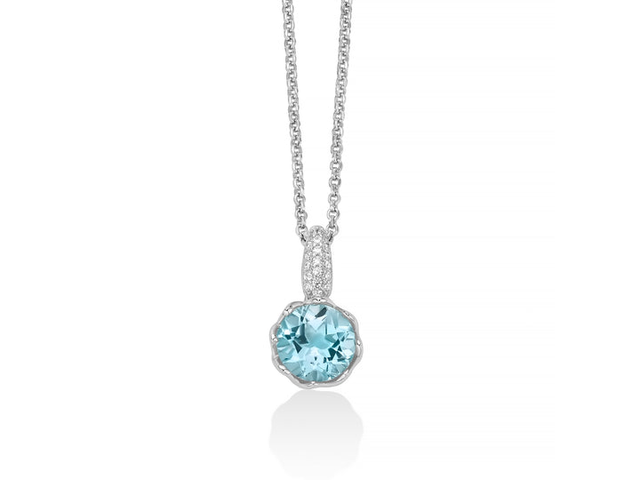 Collana Donna Miluna Argento 925 e topazio azzurro rotondo CLD5105