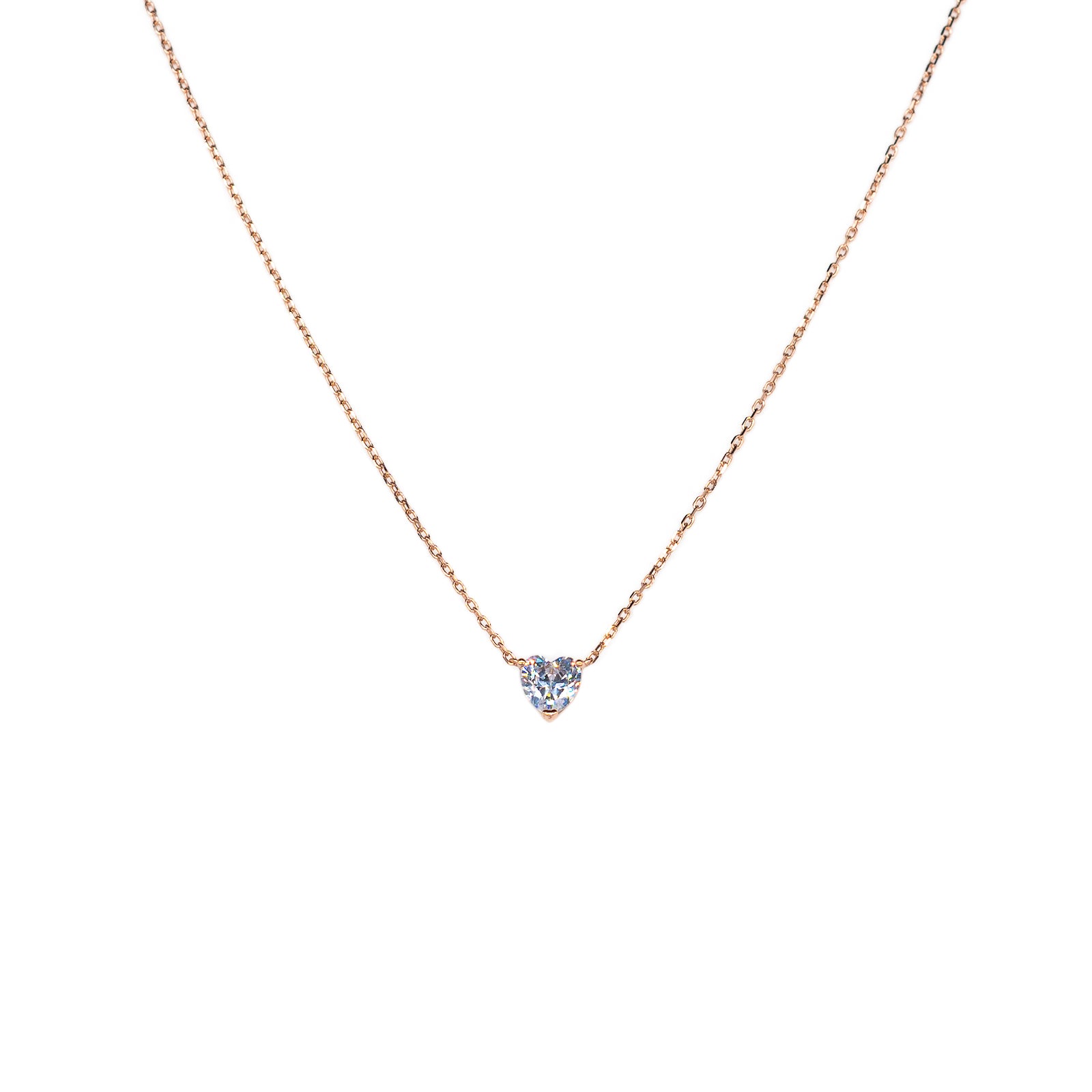 Collana Donna Re Mida Argento 925 Rosé Cuore Con Zircone Bianco C030