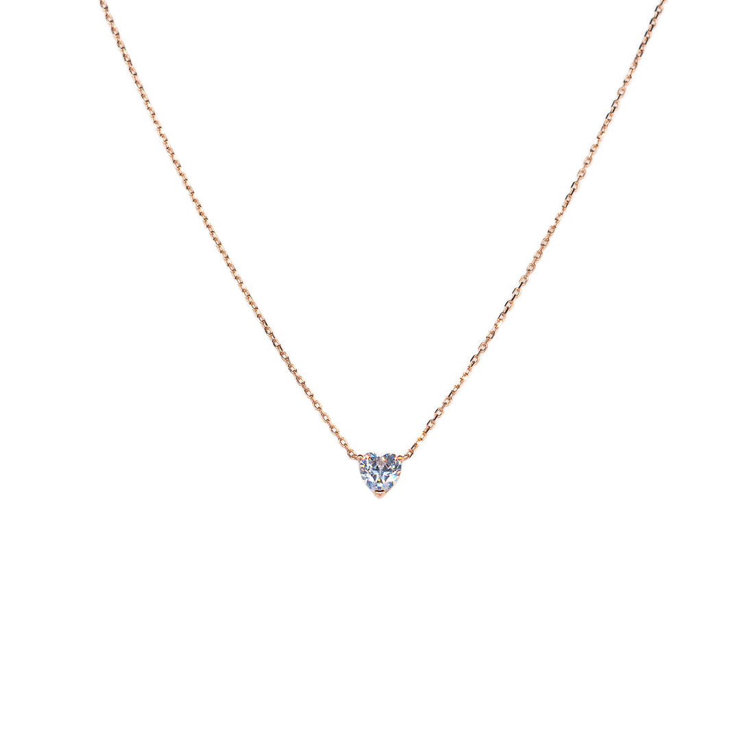Collana Donna Re Mida Argento 925 Rosé Cuore Con Zircone Bianco C030