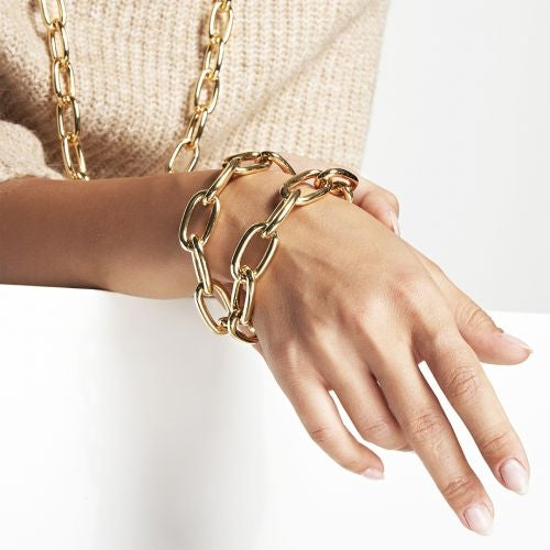 Bracciale Donna Unoaerre Bronzo Lucido Dorato Maglia Forzatina 498345