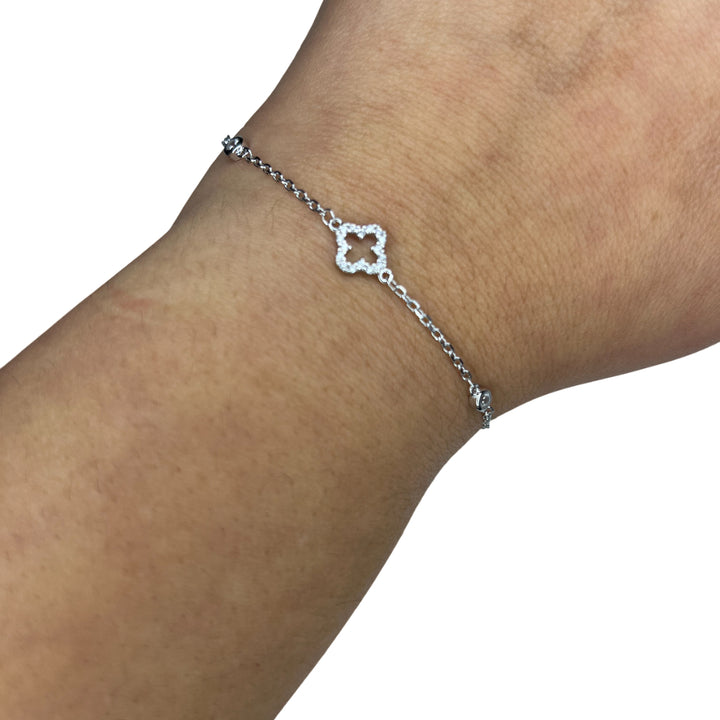 Bracciale Donna Re Mida Argento Quadrifogli Zirconi BR-Djv-9