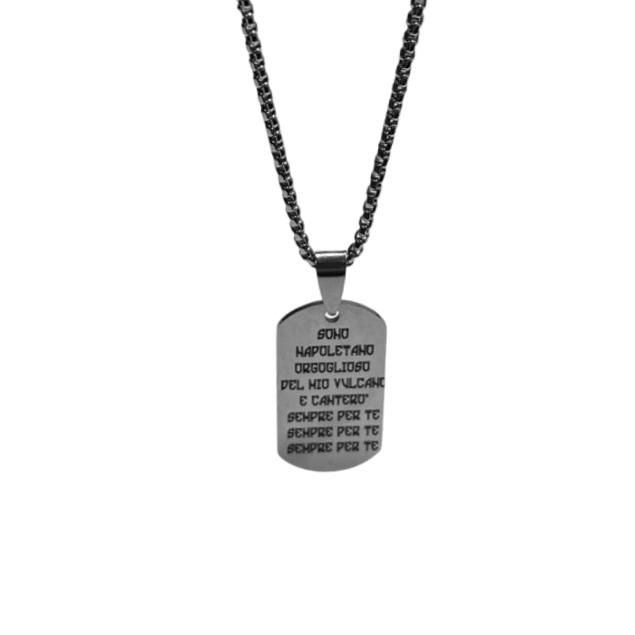 Collana Uomo Re Mida Quarto Scudetto Coro Napoli Acciaio CL-C-7