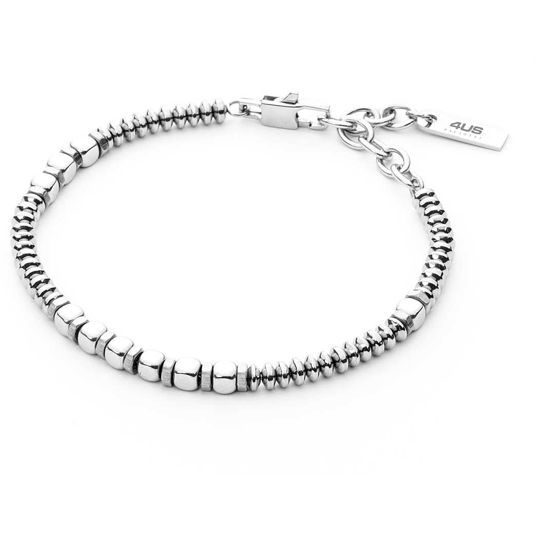 Bracciale Uomo 4US Cesare Paciotti Catena Pallini Acciaio Cubetti Lucidi 4UBR4945