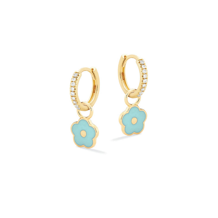 Orecchini Bambina Nanàn Argento Dorato 925 Cerchi Fiori Smalto Azzurro NAN0480