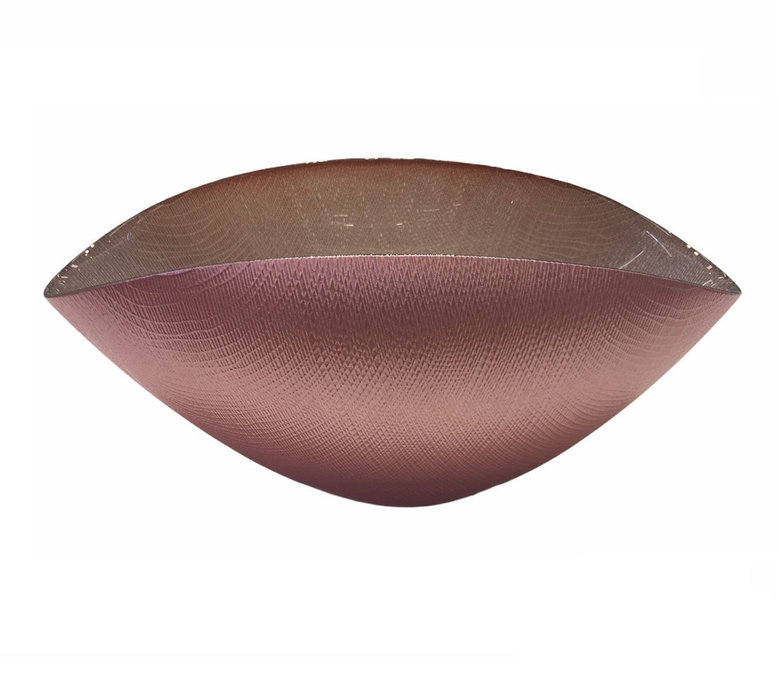 Centrotavola cristallo Onlylux Burano coppa rosa antico-glicine 38x11 cm OL02512