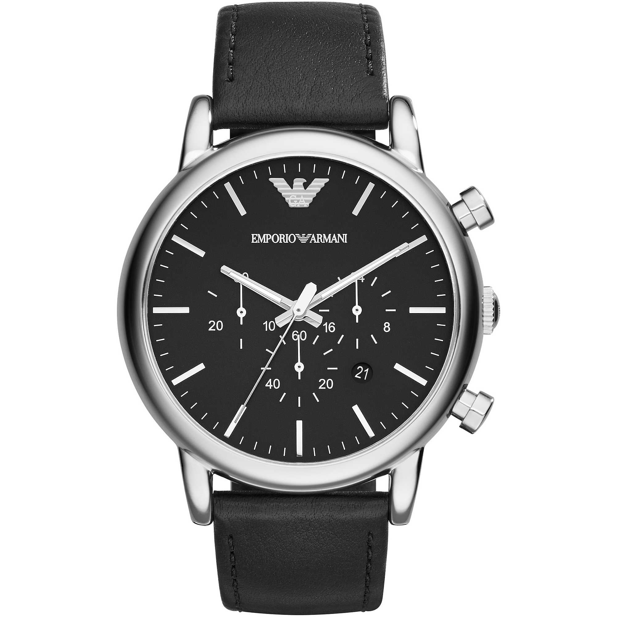 Orologio Uomo Emporio Armani Cronografo Cinturino Pelle Fondo Nero AR1828