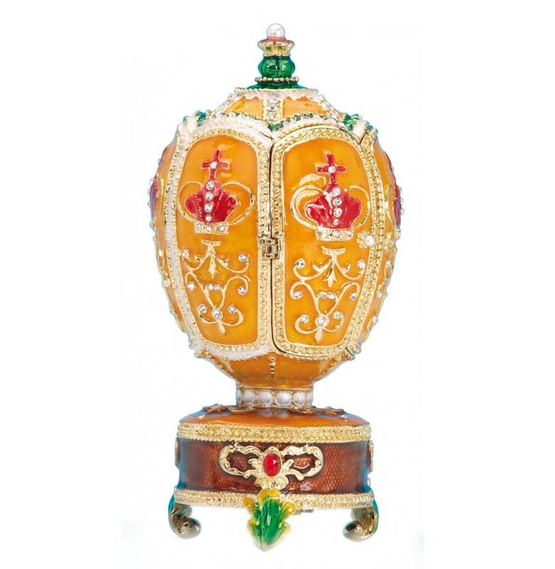 Scultura Il Mondo Dei Carillion Uovo Regale Corona Dorato 14 cm 23811