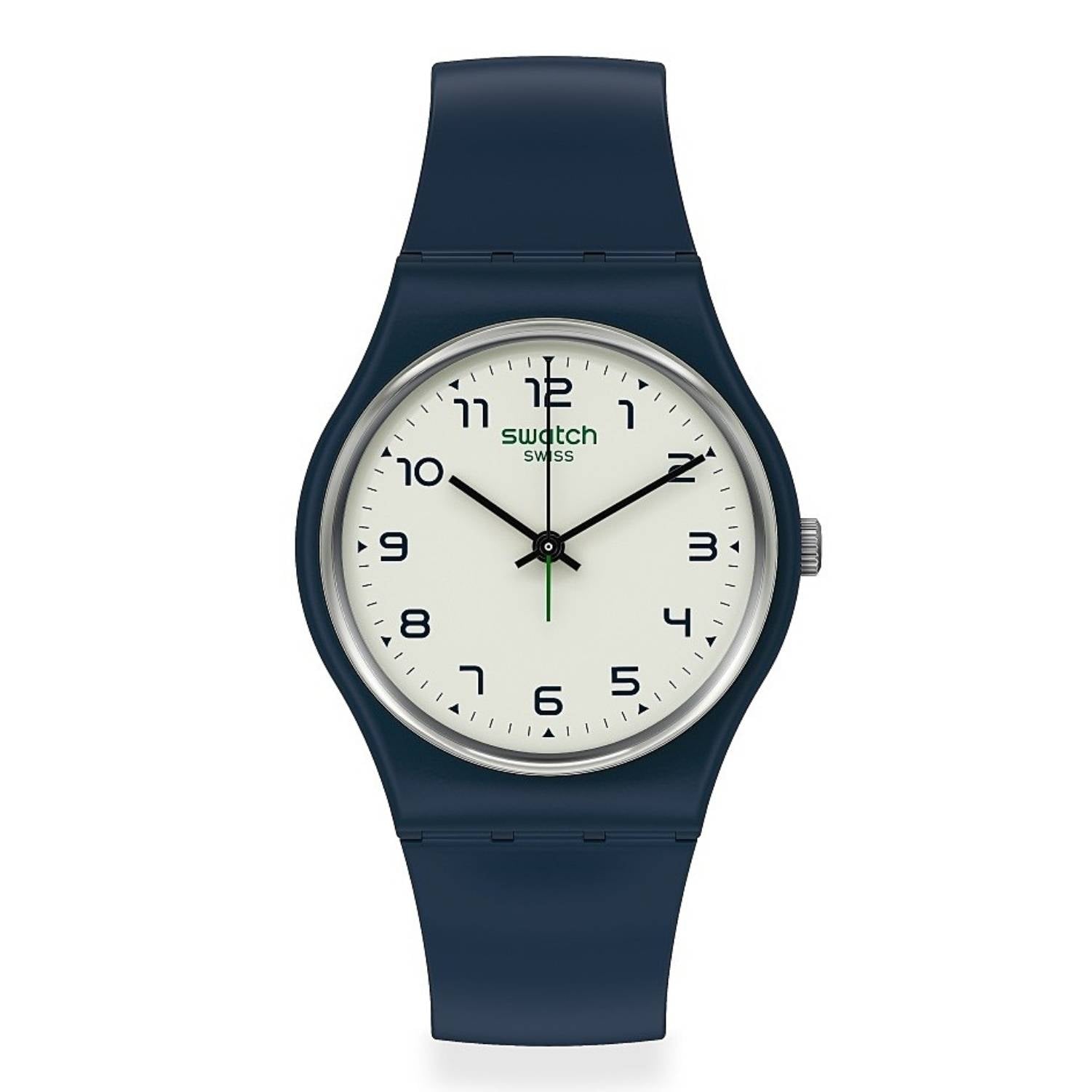 Orologio Uomo Bioplastica Swatch Quarzo Bianco Blu Solo Tempo Gent SO28N101