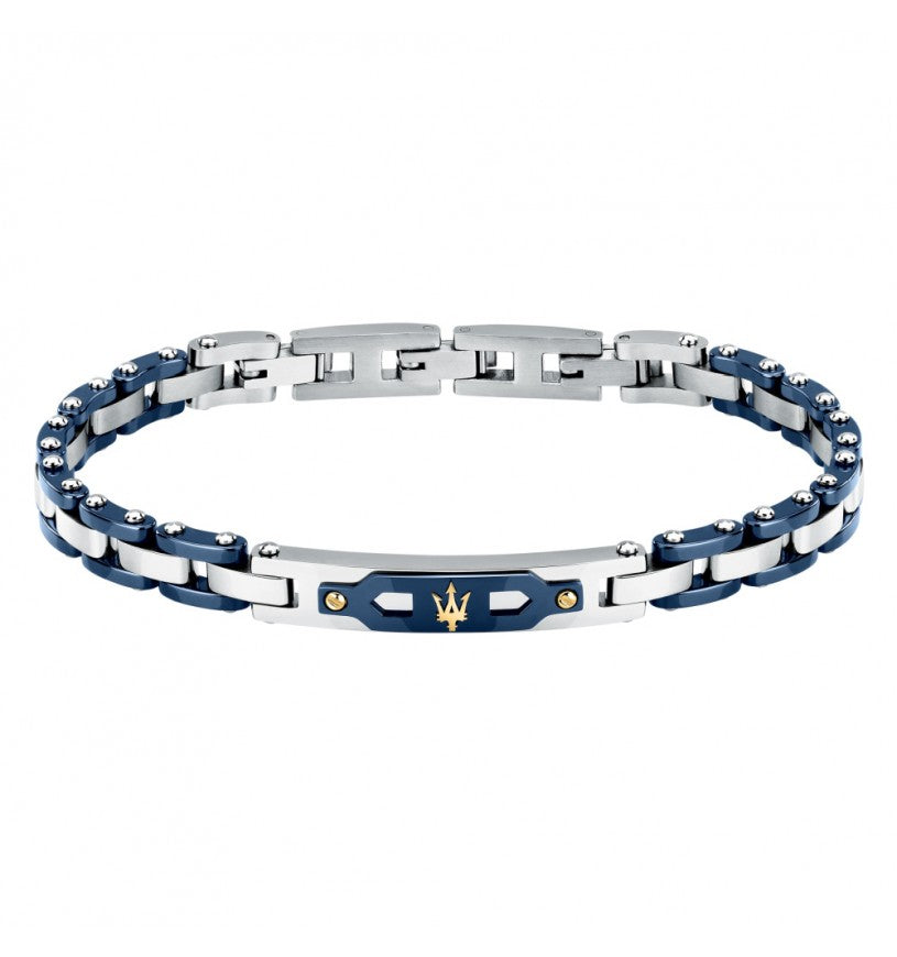 Bracciale Uomo Acciaio Maserati Ceramica blu ed inserti in oro JM424AXU03
