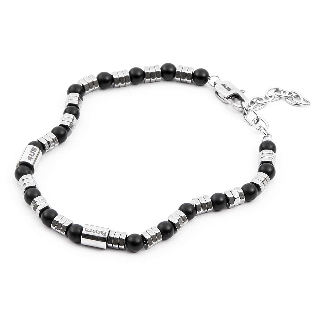 Bracciale Uomo Acciaio 4US Cesare Paciotti nero Cilindri acciaio con biglie nere 4UBR4065