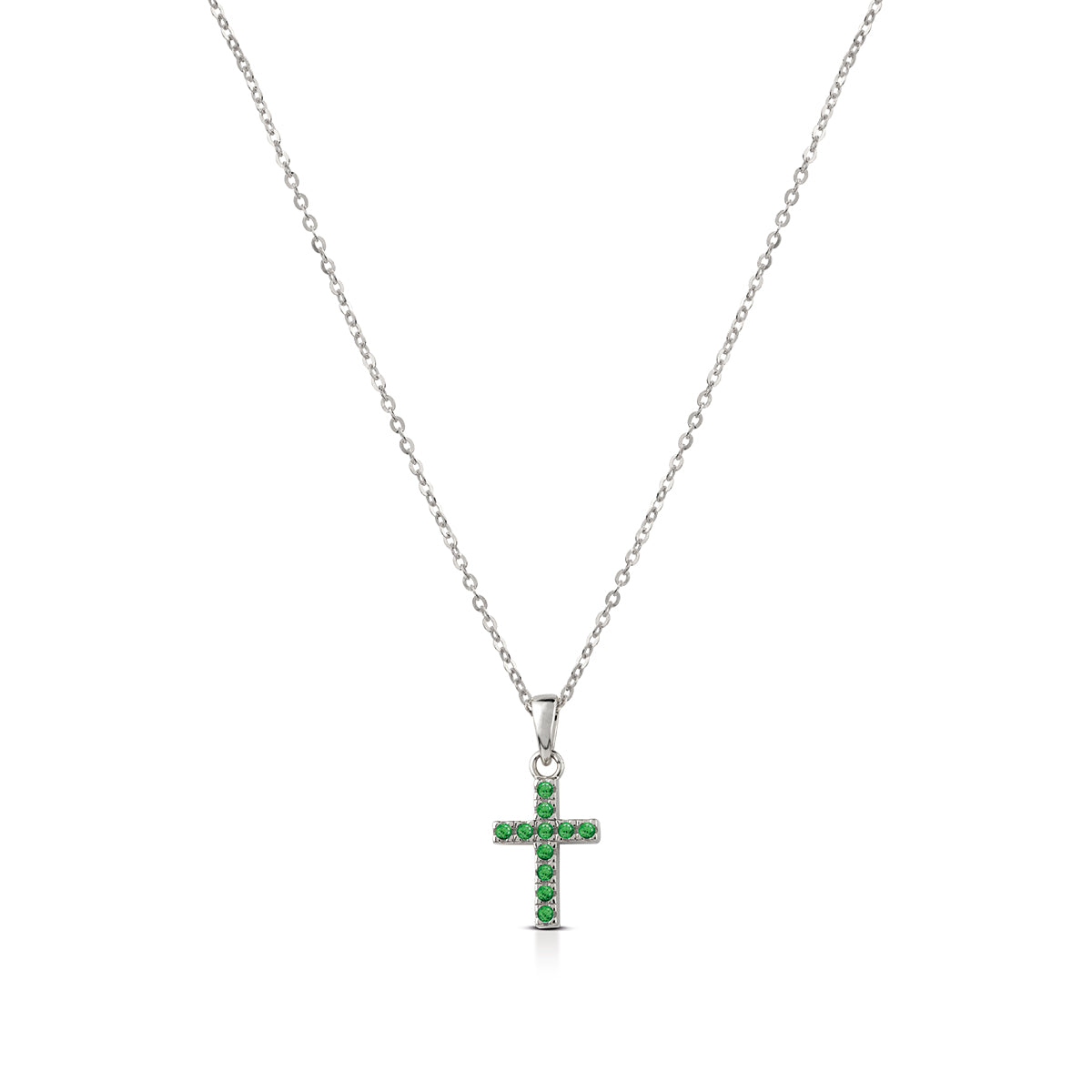 Collana Donna Kulto Argento 925 Croce Piccola Zirconi Verdi K925-181-2300