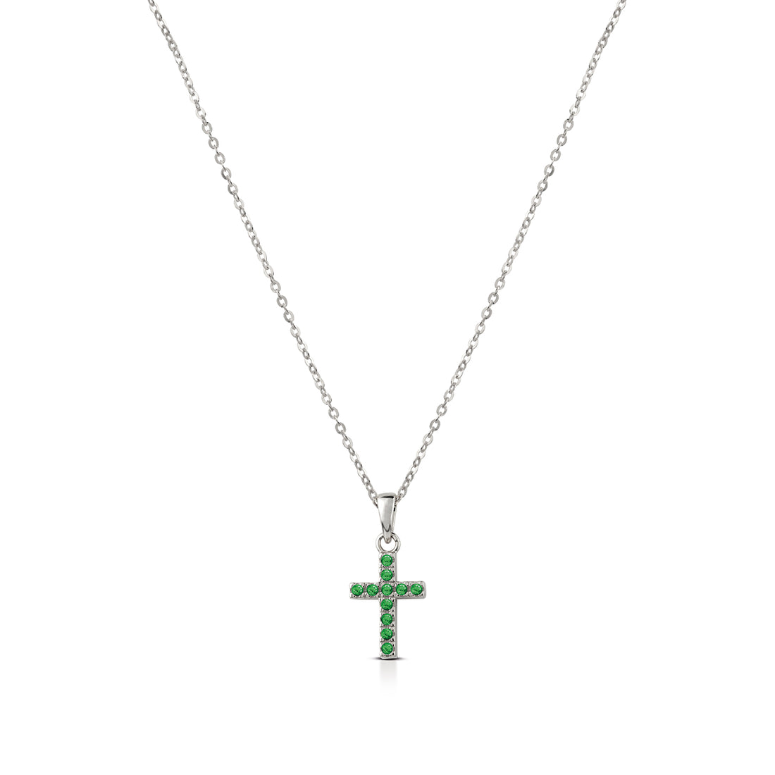 Collana Donna Kulto Argento 925 Croce Piccola Zirconi Verdi K925-181-2300