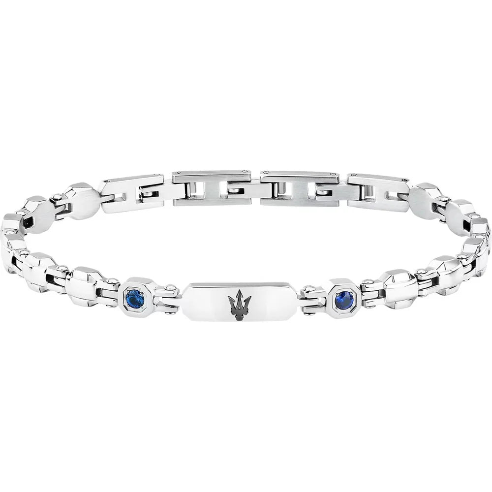 Bracciale Uomo Acciaio Maserati Sapphire Logo Centrale Blu Semirigido JM3335AXO12