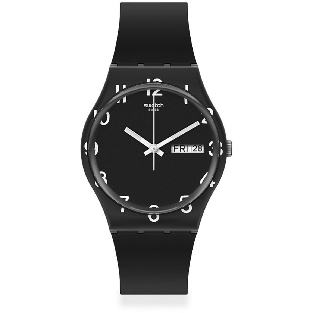 Orologio Donna Gomma Resina Swatch Solo tempo Quarzo Black Doppia Data GB757