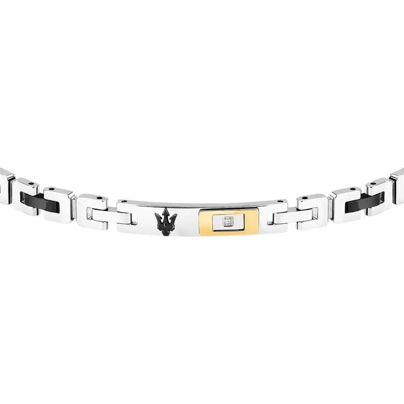 Bracciale Uomo Maserati Acciaio Bicolore Targhetta Centrale Con zirconi JM125ATY25