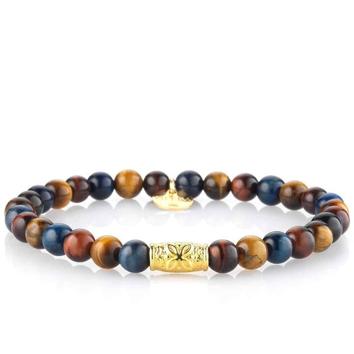 Bracciale Unisex Gerba Argento 925 Elastico Pietra Occhio di Tigre Blu COD.349