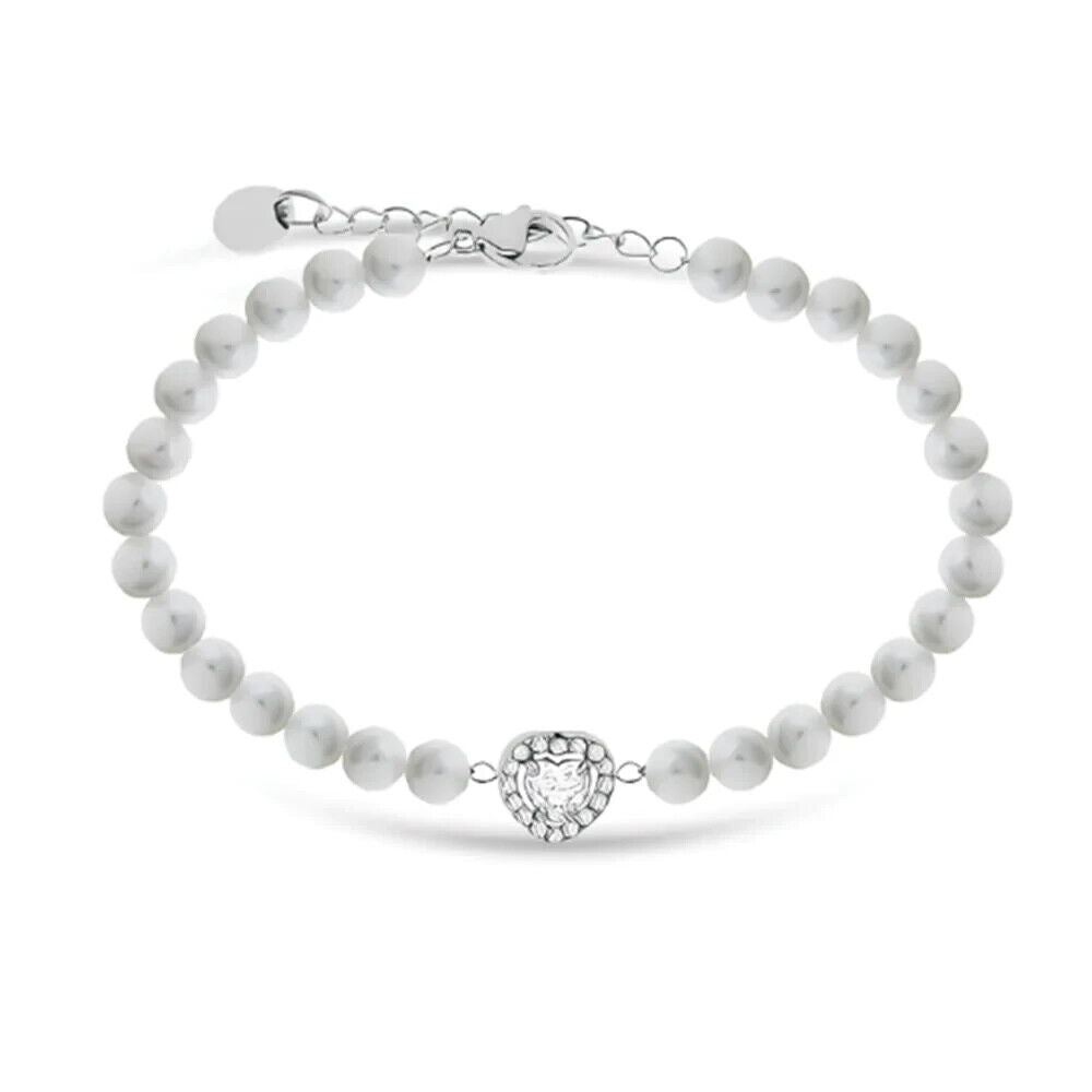 Bracciale Donna Liu Jo Acciaio perle  con pietra zircone a cuore LJ2578