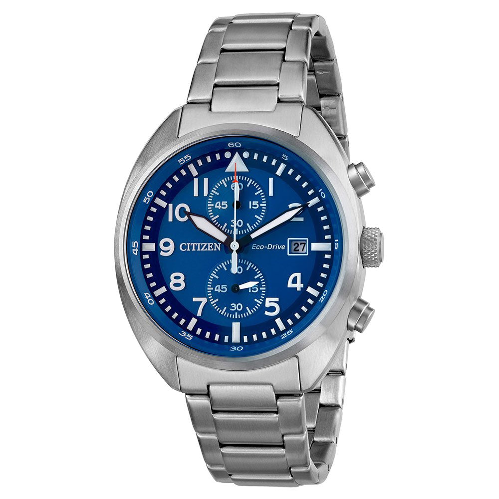 Orologio Uomo Citizen Eco Drive Cronografo Pilot Blu Data CA7040-85L