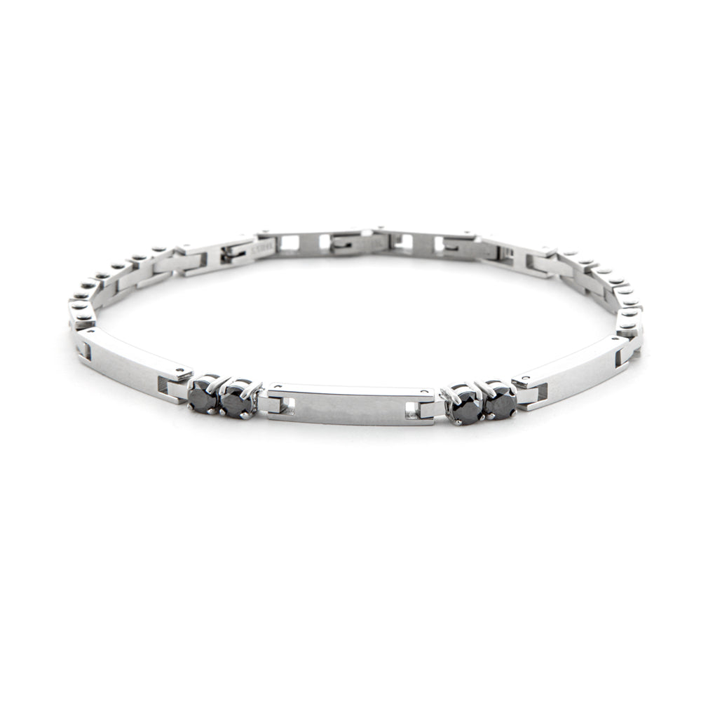 Bracciale Uomo 4US Cesare Paciotti Tennis Acciaio Zirconi Nero 4UBR6439