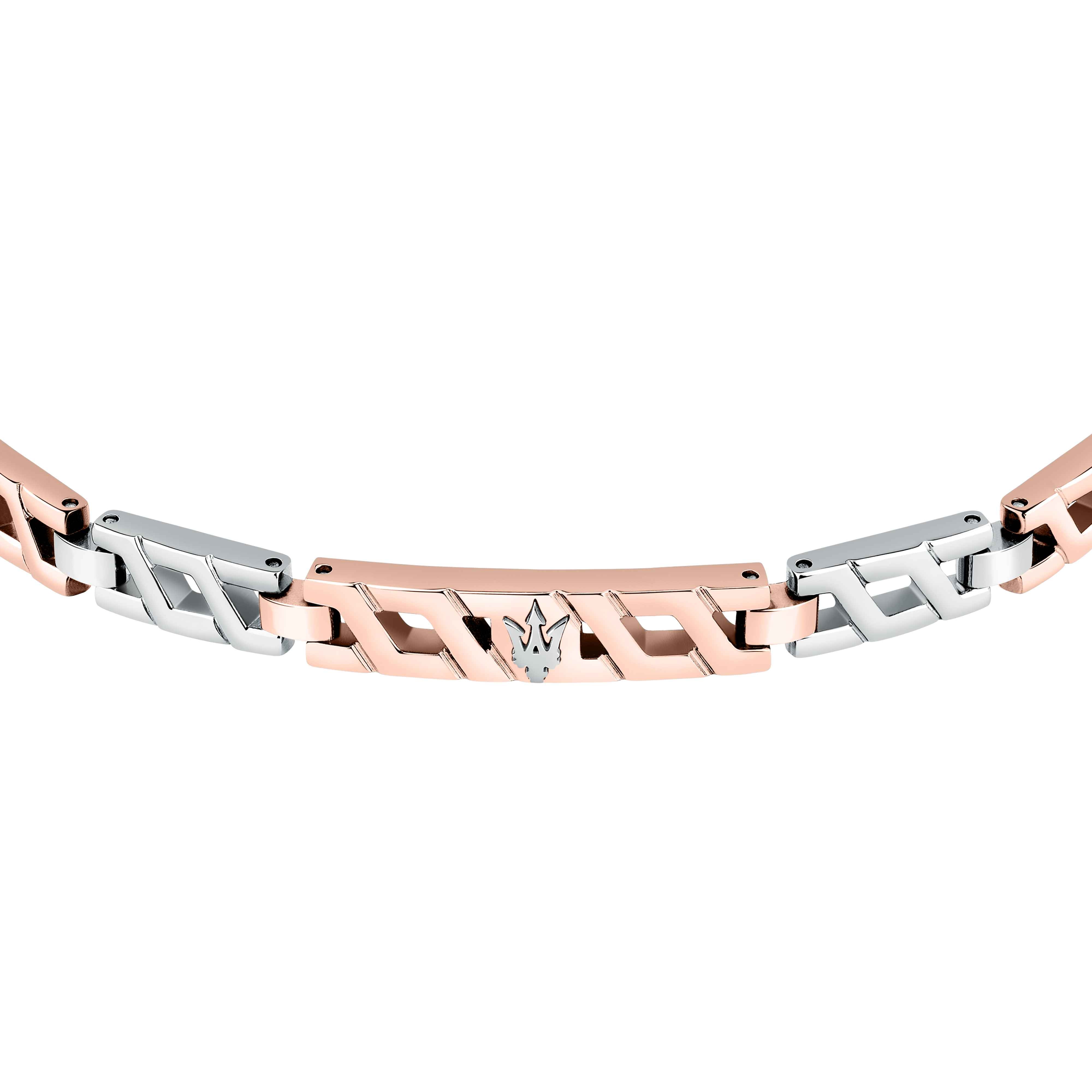 Bracciale Uomo Maserati Acciaio Bicolore Rosè Logo Tridente JM124AVD37