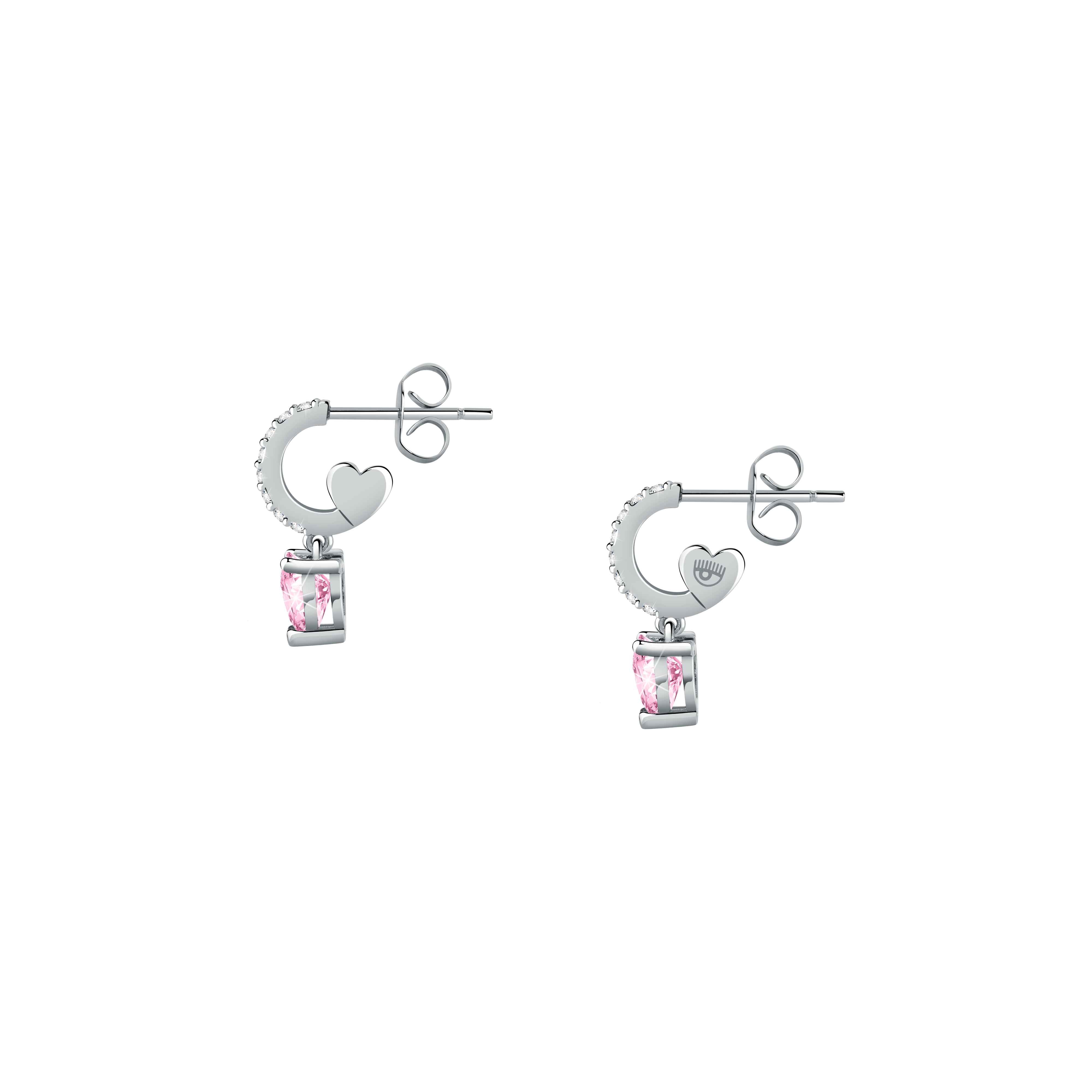 Orecchini Donna Chiara Ferragni Acciaio Zircone pendente Rosa a forma di cuore