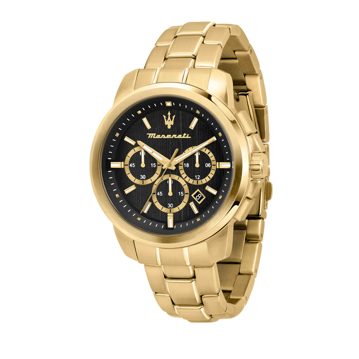 Orologio Uomo Maserati Acciaio Dorato Quarzo Cronografo Data Nero R8873621013