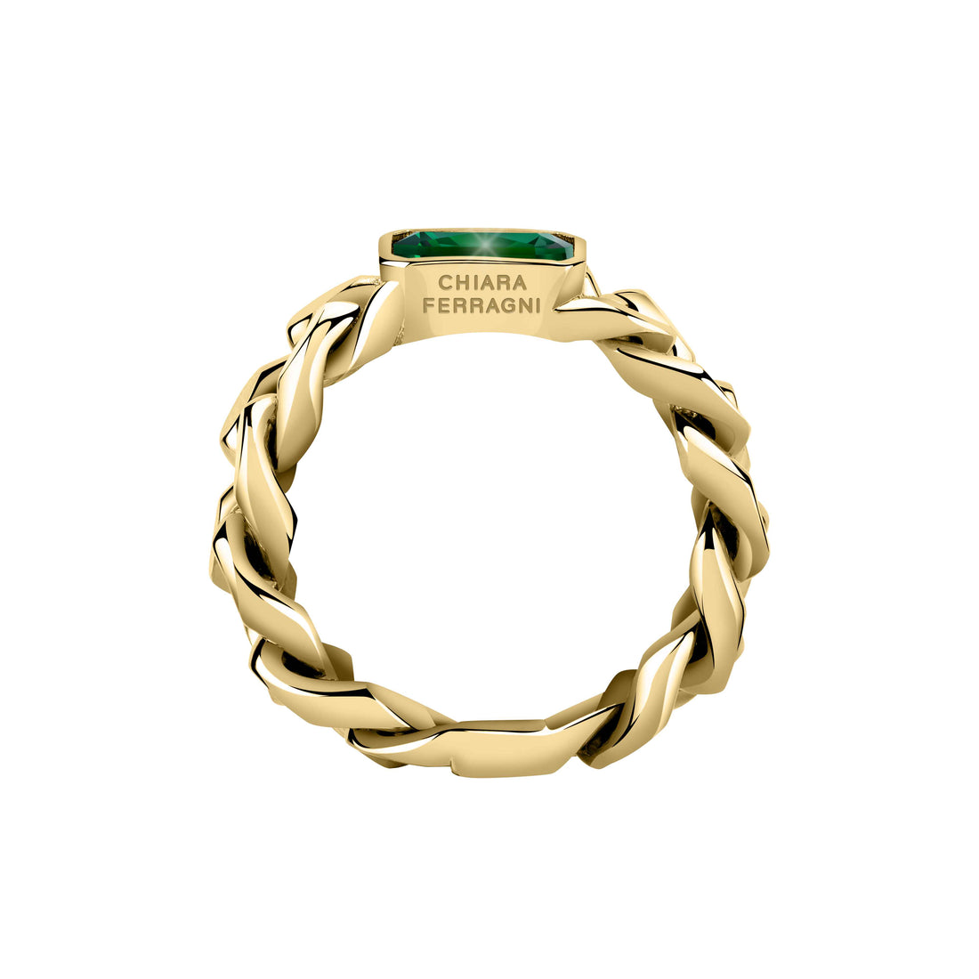 Anello Donna Chiara Ferragni a grumetta con Zircone Verde a forma rettangolare