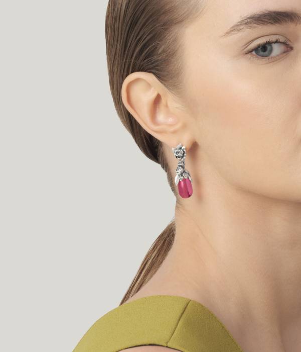 Orecchini Donna Giovanni Raspini Argento 925 Goccia Peonie 12421