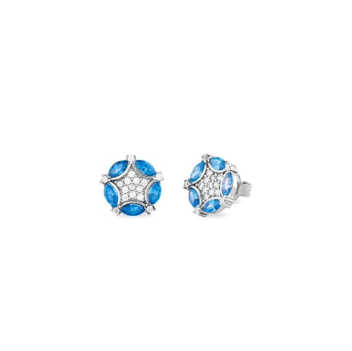 Orecchini Donna Laura P. Argento Bianco 925 Fiore Zirconi Bianchi Azzurri OR0239BA