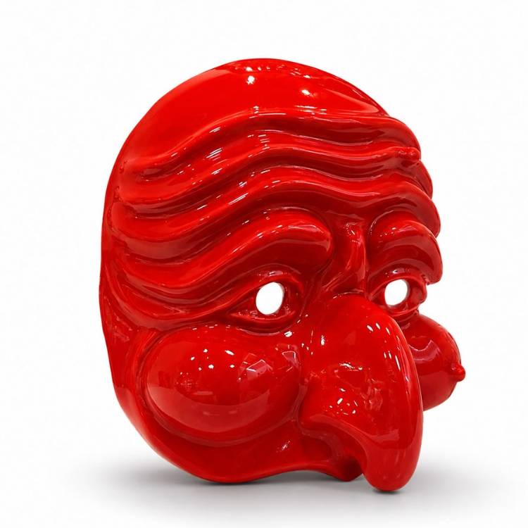 Scultura Macrì Maschera Media Pulcinella Rossa TE044R