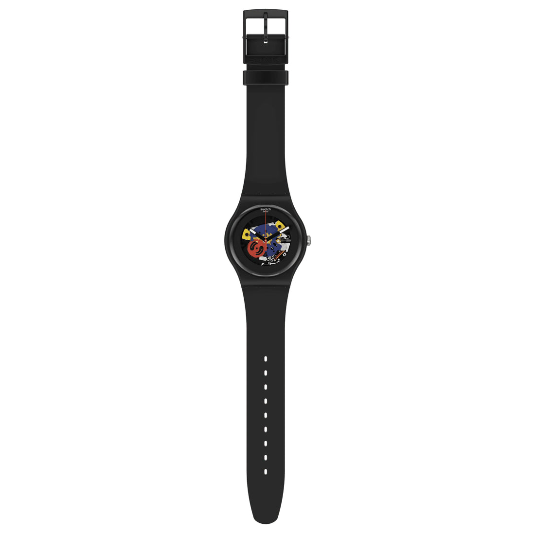 Orologio Uomo Swatch Quarzo Solo Tempo Black Lacquered Scheletrato Nero SO29B107