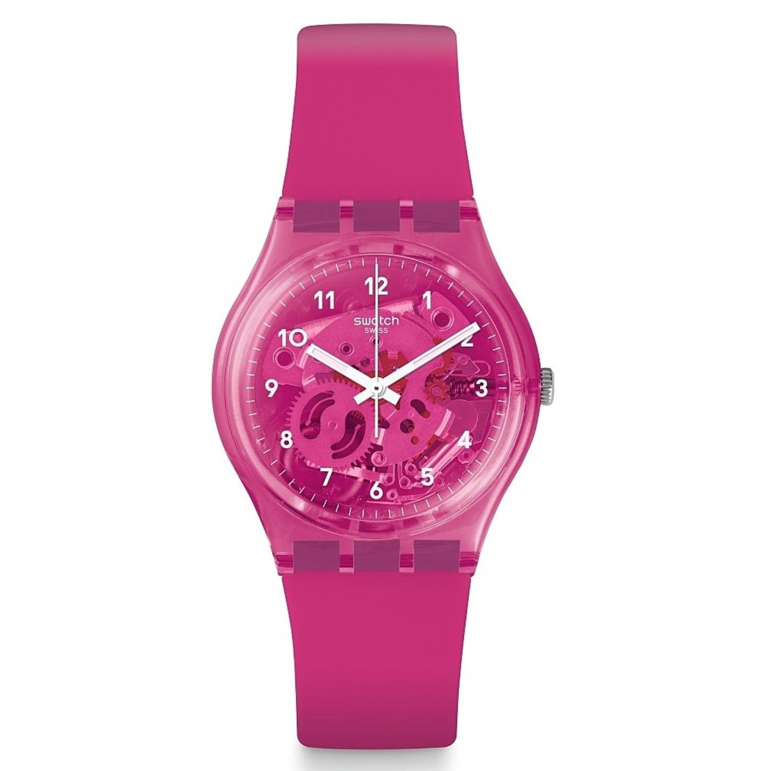 Orologio Donna Gomma Silicone Swatch Quarzo Solo Tempo Scheletrato Rosa GP166