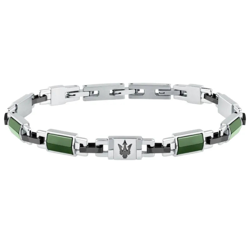 Bracciale Uomo Maserati Acciaio Semirigido Ceramica Verde JM425ATZ68