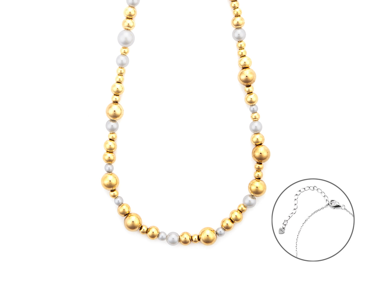 Collana Donna Acciaio Dorato 4US Cesare Paciotti Biglie Perla 4UCL7389W