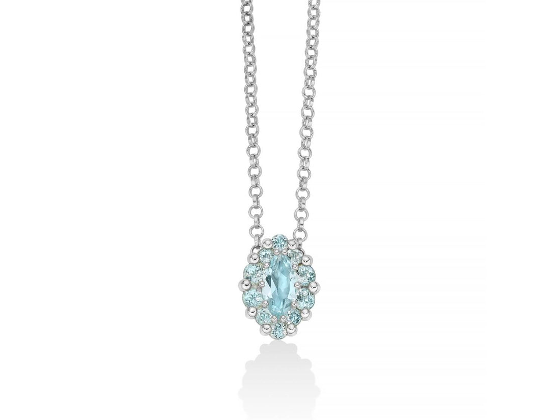 Collana Donna Miluna Gemma Del Cielo Argento 925 Topazio Azzurro Ovale CLD4798