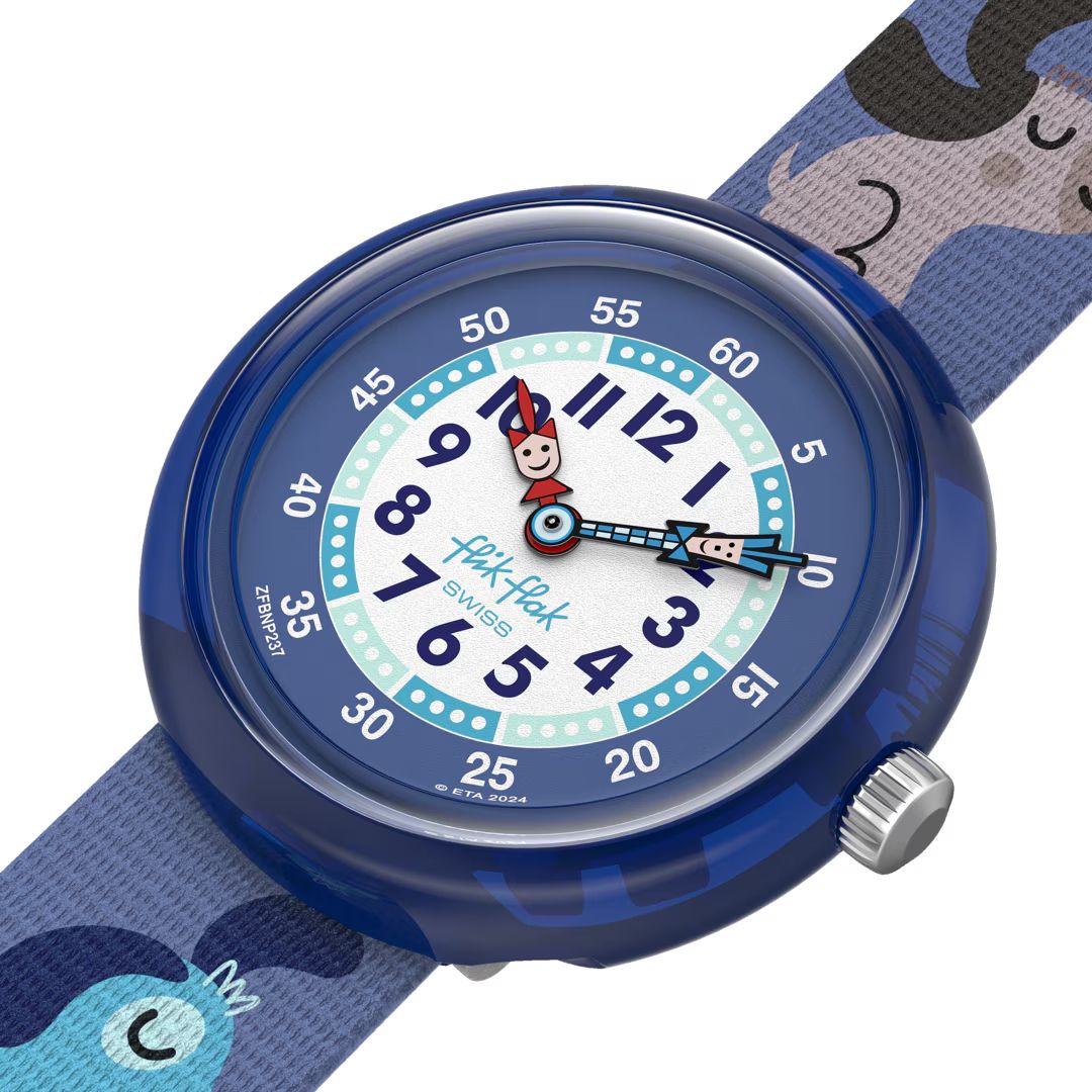 Orologio Bambino Swatch Flik Flak CUTIE PUPPY Cane Blu ZFBNP237