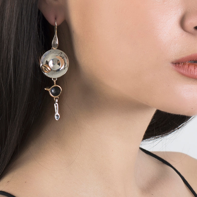 Orecchini Donna Nemoris Argento 925 Bronzo Rosè Pendenti Tazza Caffè Bar NOC02