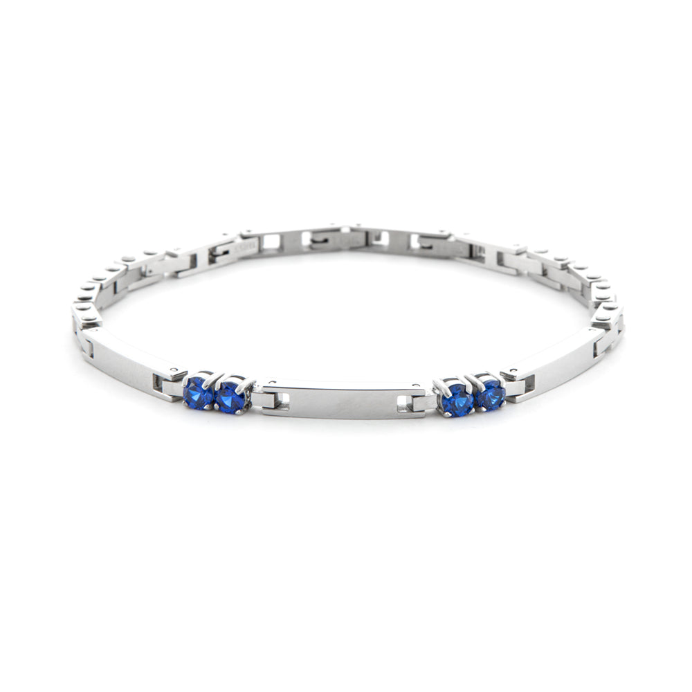 Bracciale Uomo 4US Cesare Paciotti Tennis Acciaio Zirconi Blu 4UBR6440