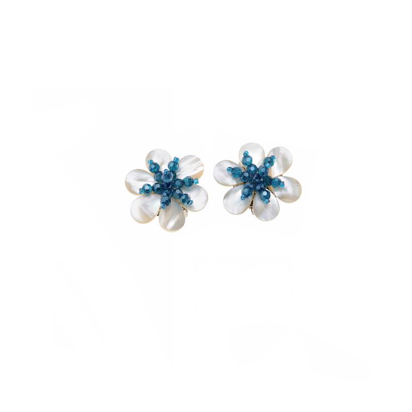 Orecchini Donna Ottaviani Madreperla Cristalli Fiore Clip 501292O
