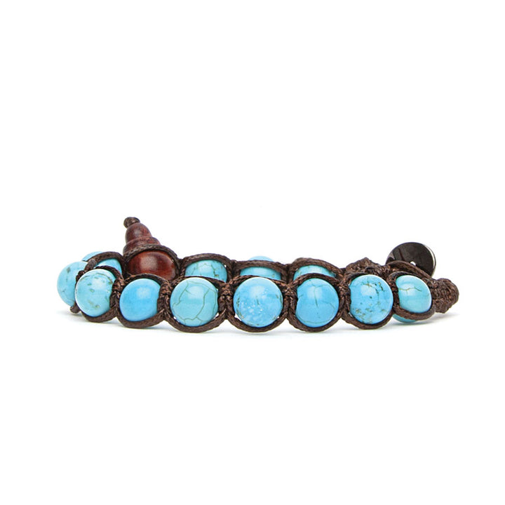 Bracciale Unisex Tamashii Pietra Turchese Biglie Azzurre Porta Fortuna BHS900-07