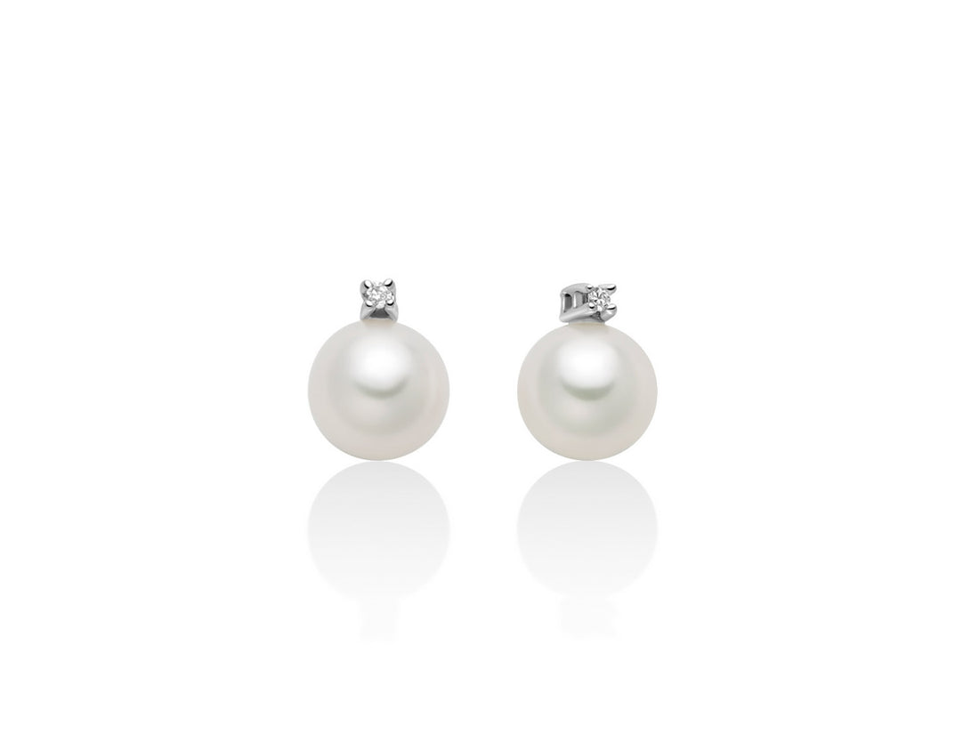 Orecchini Donna Miluna Oro Bianco 9kt Perla 7-7,5 mm e Diamanti PER2736X