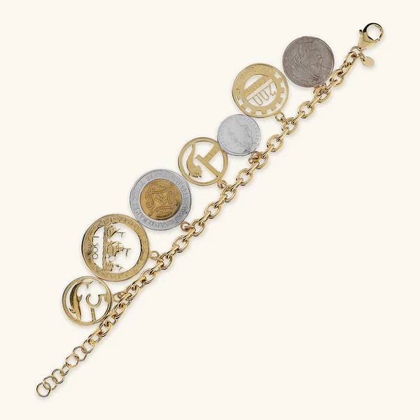Bracciale Donna Etrusca Bronzo Dorato Monete Pendenti WSET00400.YG