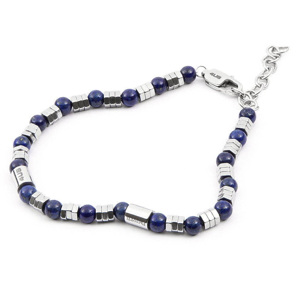 Bracciale Uomo Acciaio 4US Cesare Paciotti Blu Cilindri Bianco 4UBR4067